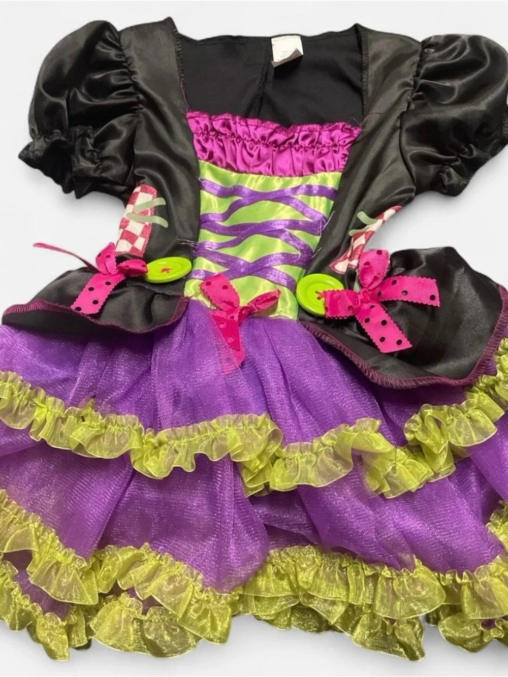 Girls' Purple & Lime Ruffled Halloween Costume Dress - Kids Costume